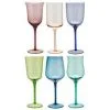 Bitossi Home Mundgeblasene Weingläser Diseguale In Unterschiedlichen Farben Und Formen, 6 Stück
