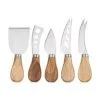 Andrea House Silbernes Käsemesser-Set Frija Mit Akazienholzgriff, 5-teilig